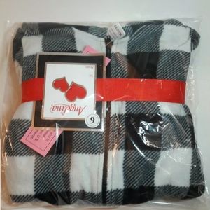 Angelina Kid's Plaid One Piece Pajamas (Black & Gr